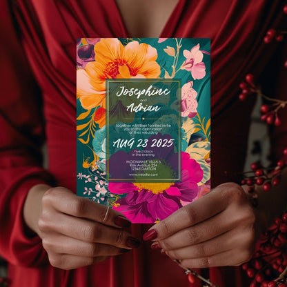 Tropical Teal Minimalist Elegance Wedding Invitation