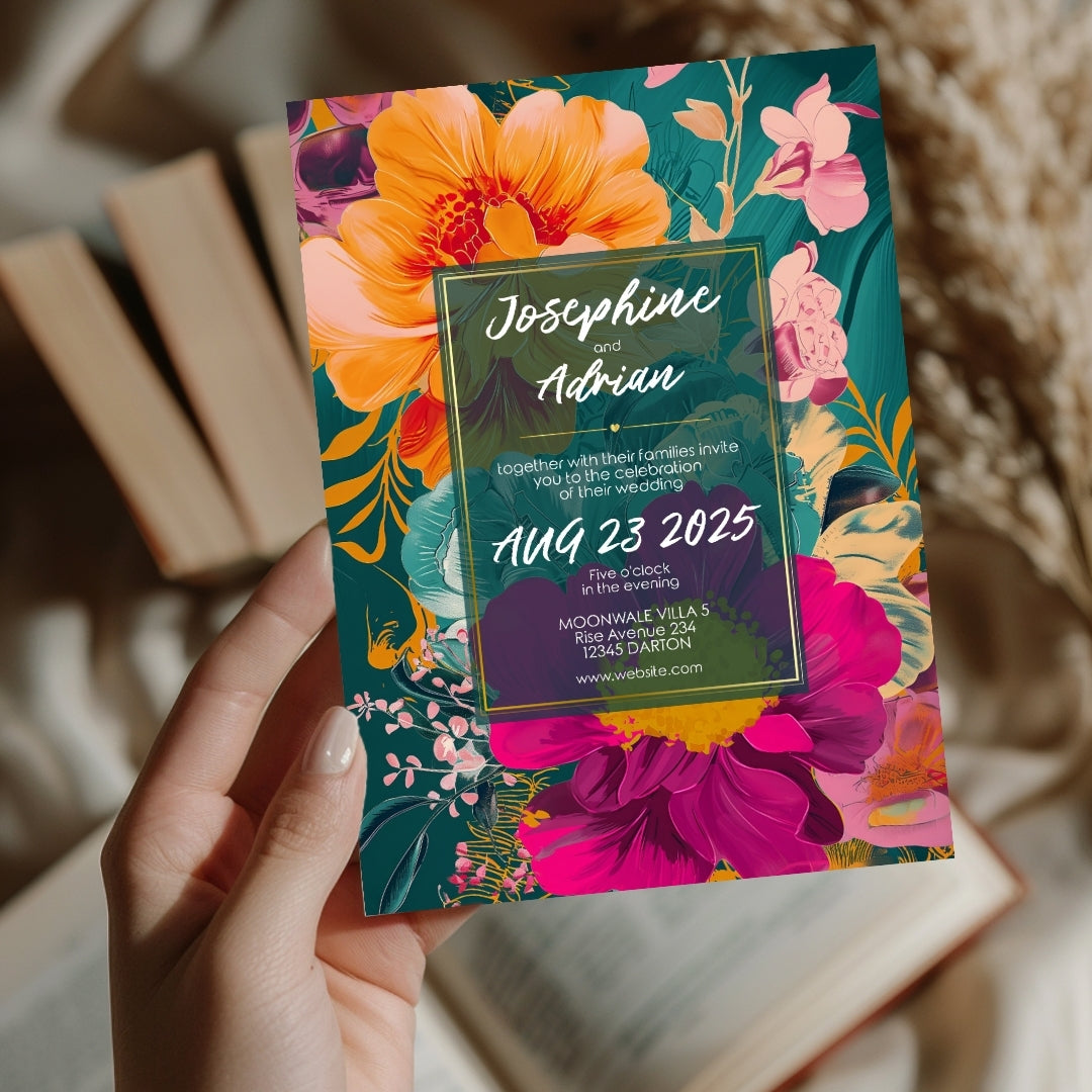 Tropical Teal Minimalist Elegance Wedding Invitation