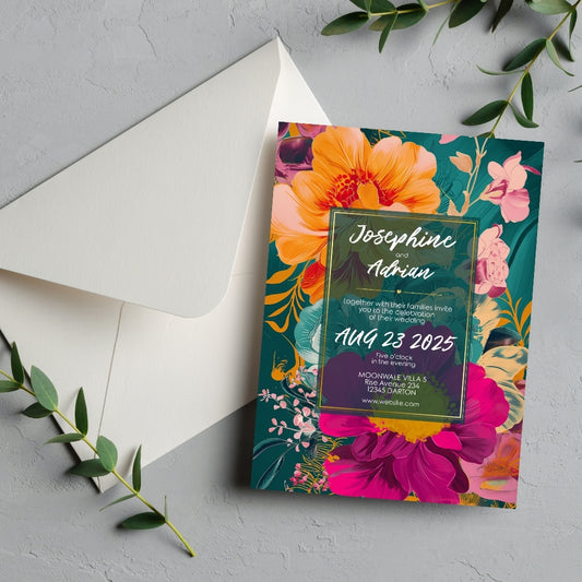 Tropical Teal Minimalist Elegance Wedding Invitation