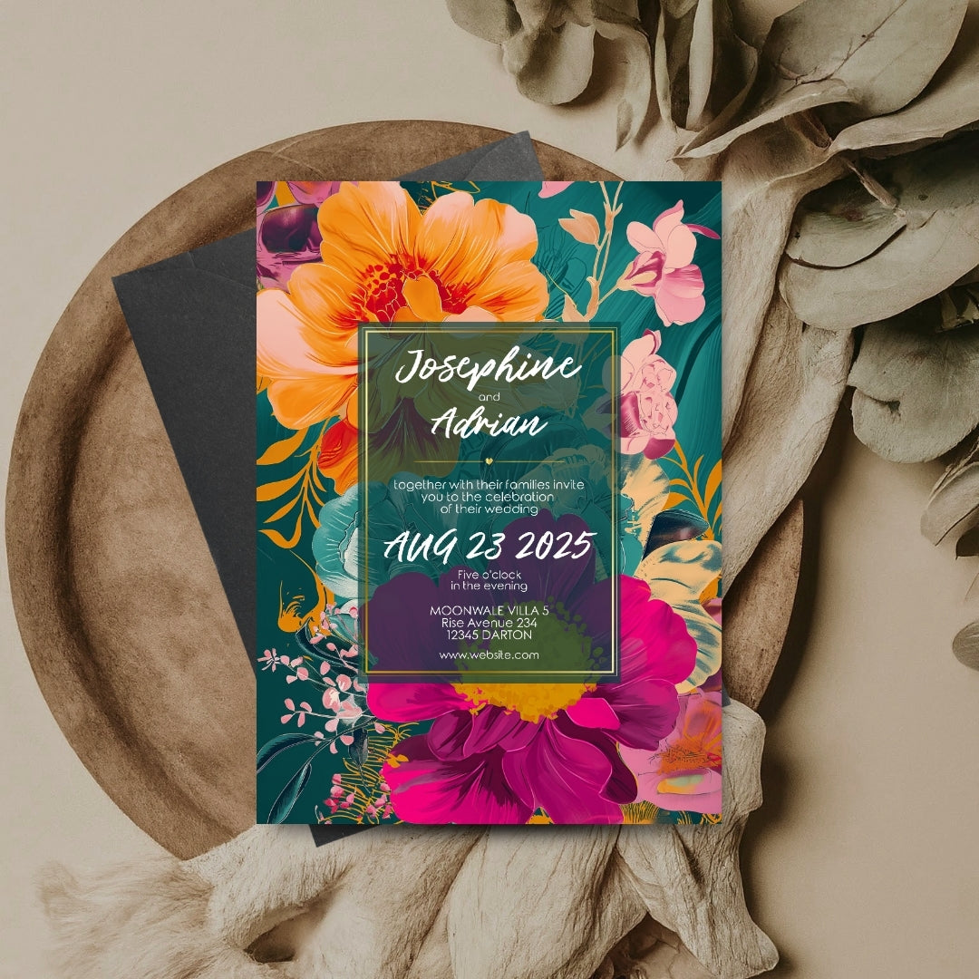 Tropical Teal Minimalist Elegance Wedding Invitation