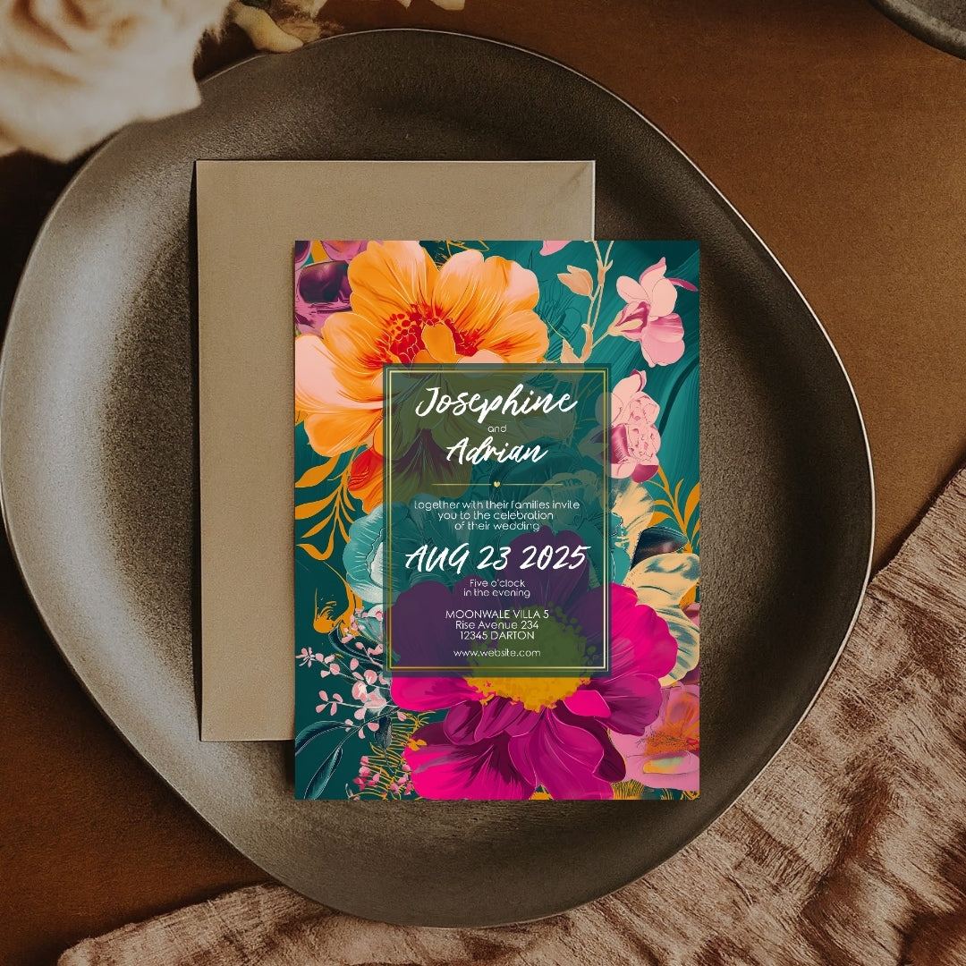 Tropical Teal Minimalist Elegance Wedding Invitation