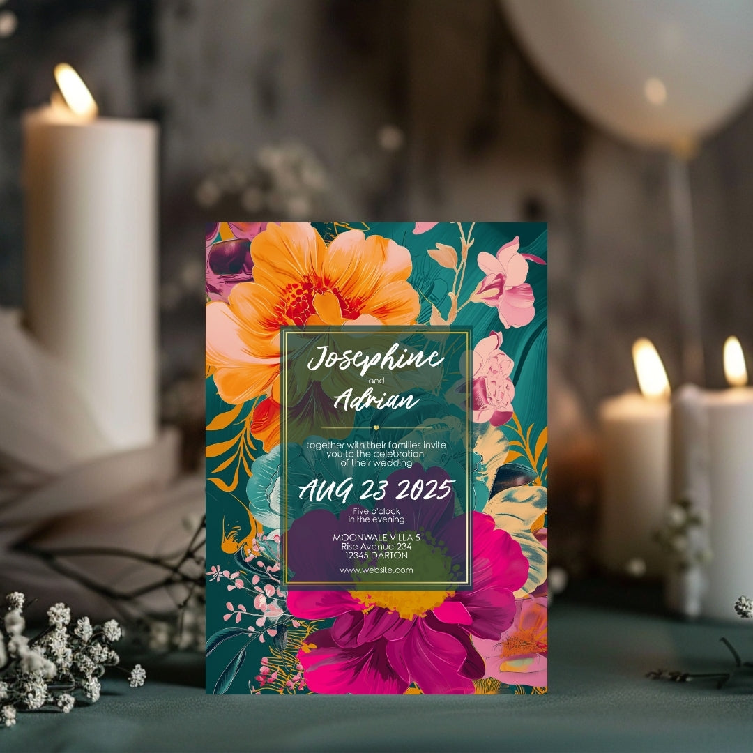 Tropical Teal Minimalist Elegance Wedding Invitation