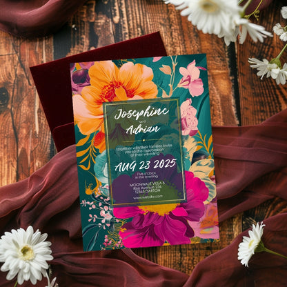 Tropical Teal Minimalist Elegance Wedding Invitation