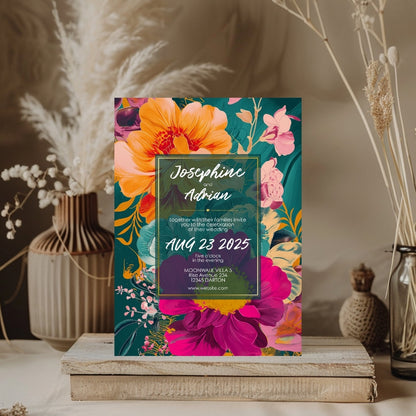 Tropical Teal Minimalist Elegance Wedding Invitation