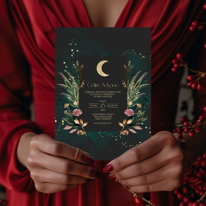 Celestial Romantic Floral Garden Wedding Invitation