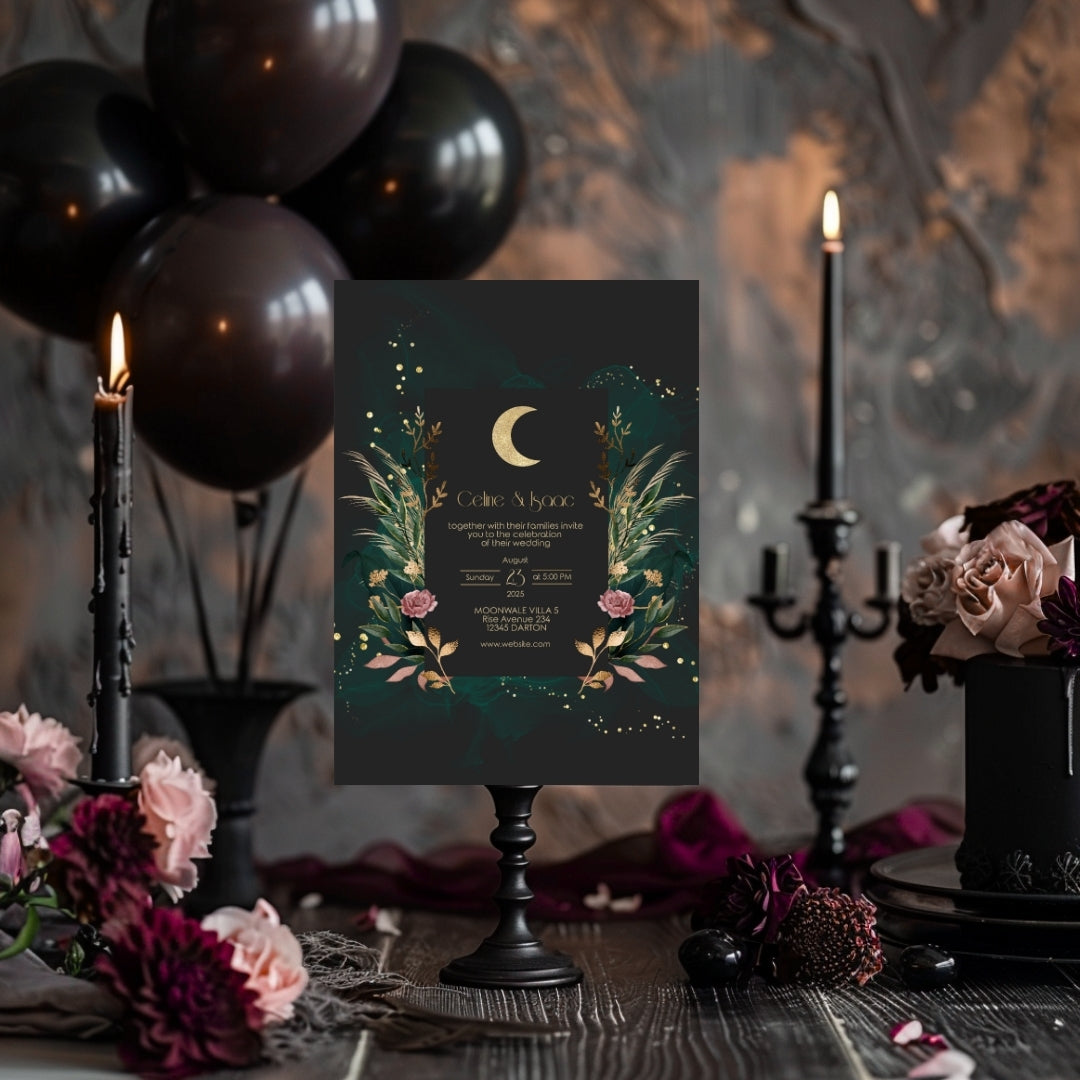 Celestial Romantic Floral Garden Wedding Invitation