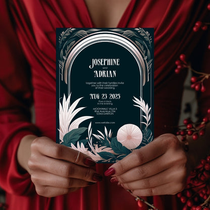 Celestial Floral Garden Wedding Invitation