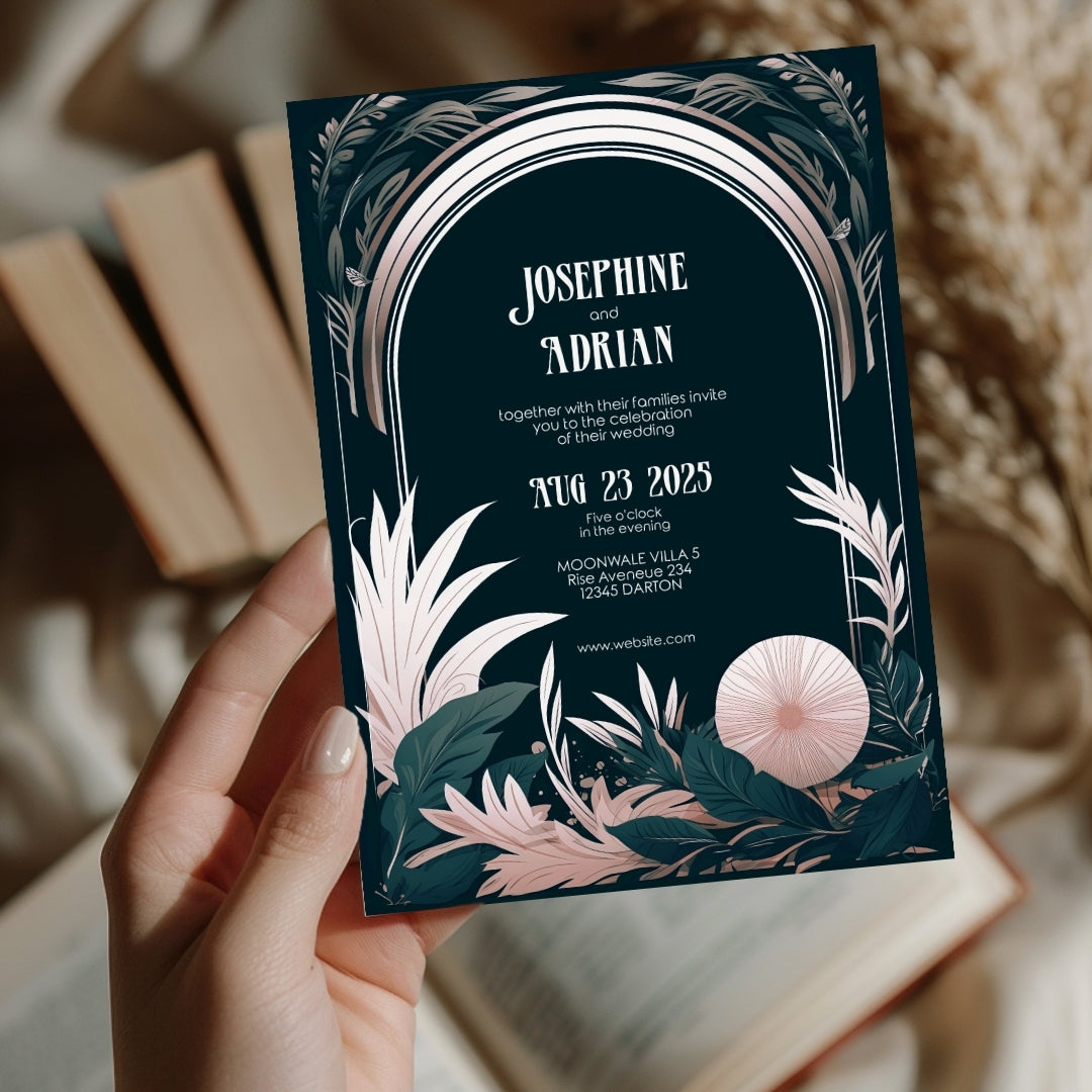 Celestial Floral Garden Wedding Invitation