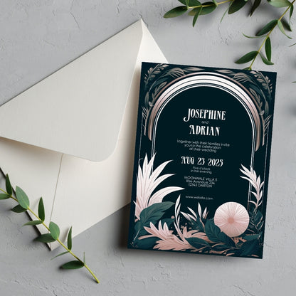 Celestial Floral Garden Wedding Invitation