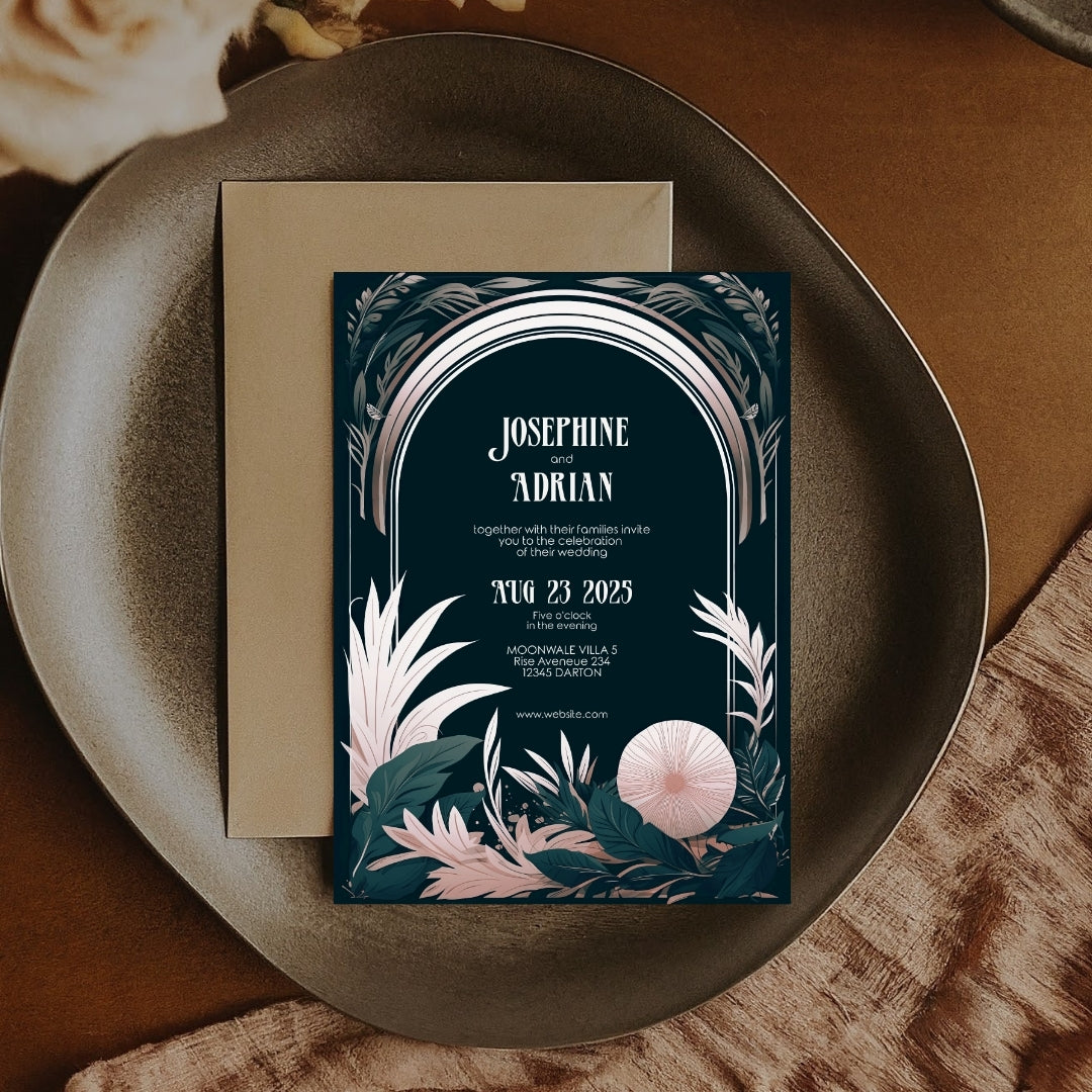 Celestial Floral Garden Wedding Invitation