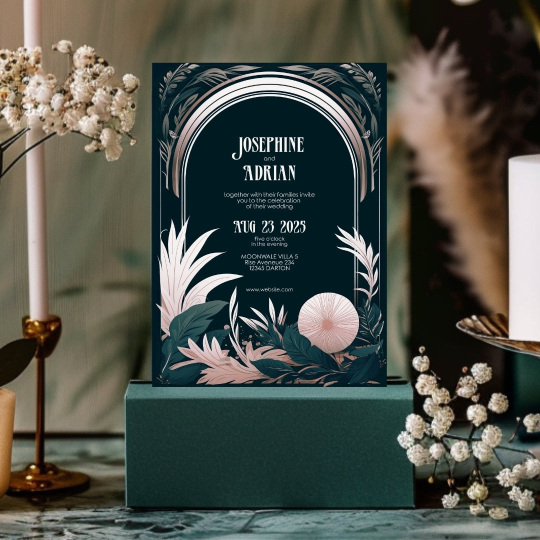 Celestial Floral Garden Wedding Invitation