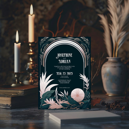 Celestial Floral Garden Wedding Invitation