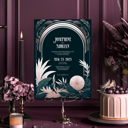 Celestial Floral Garden Wedding Invitation