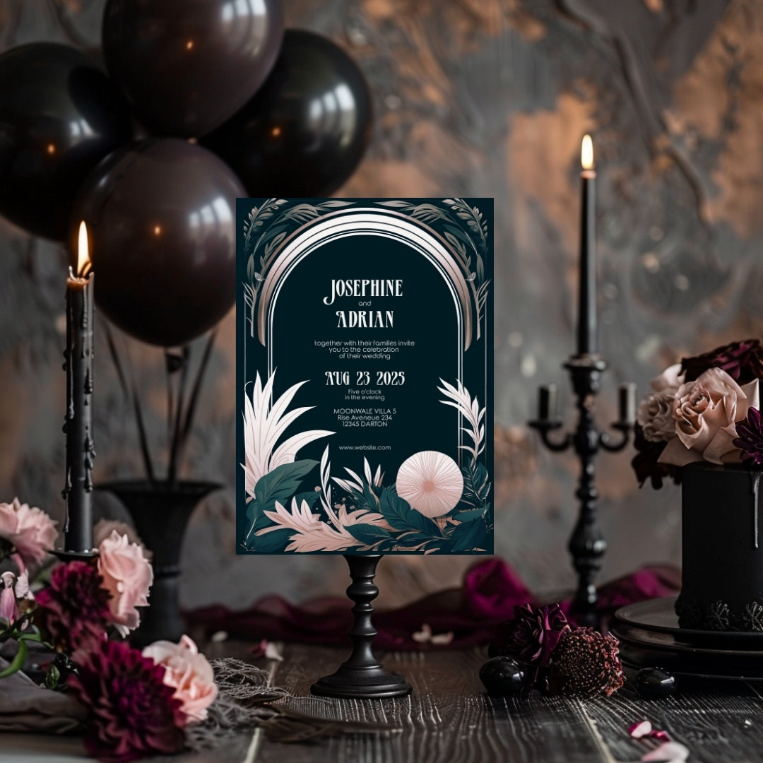 Celestial Floral Garden Wedding Invitation