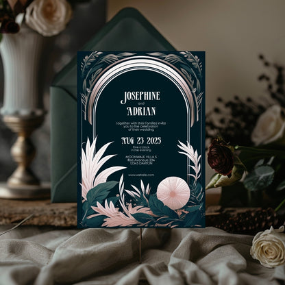 Celestial Floral Garden Wedding Invitation