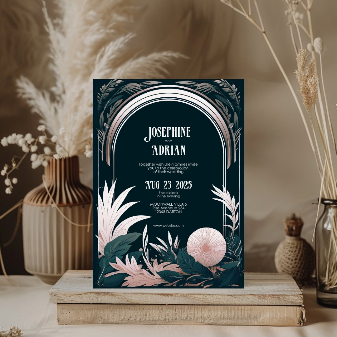 Celestial Floral Garden Wedding Invitation