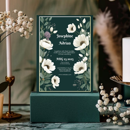 Green Minimalist Floral Elegance Wedding Invitation