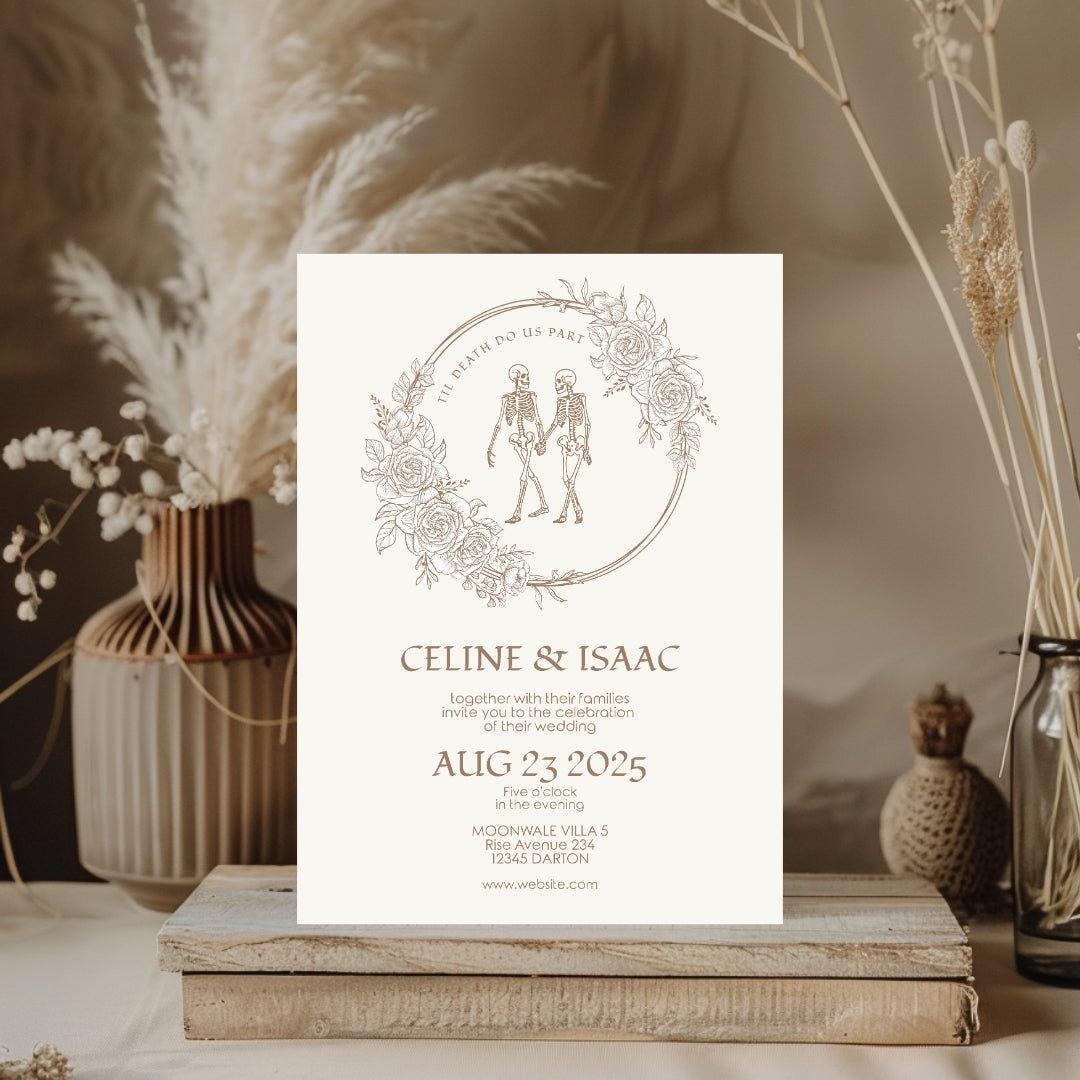 Floral Gothic Minimalist Wedding Invitation