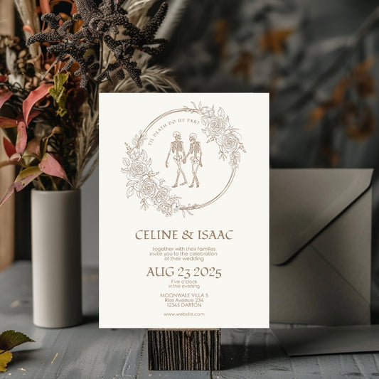 Floral Gothic Minimalist Wedding Invitation