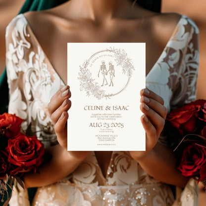 Floral Gothic Minimalist Wedding Invitation