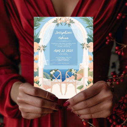 Elegant Summer Beach Wedding Invitation