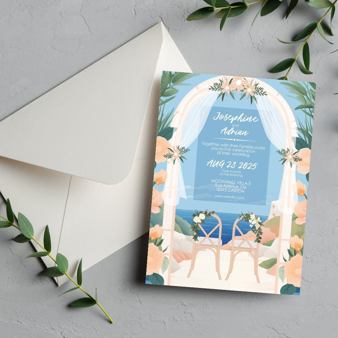 Elegant Summer Beach Wedding Invitation