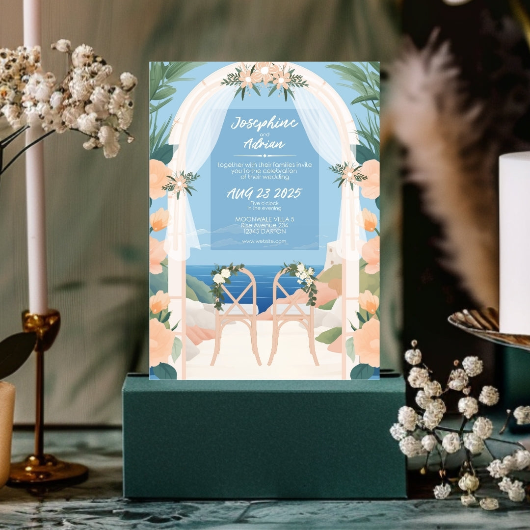 Elegant Summer Beach Wedding Invitation