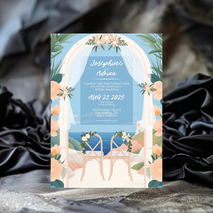 Elegant Summer Beach Wedding Invitation