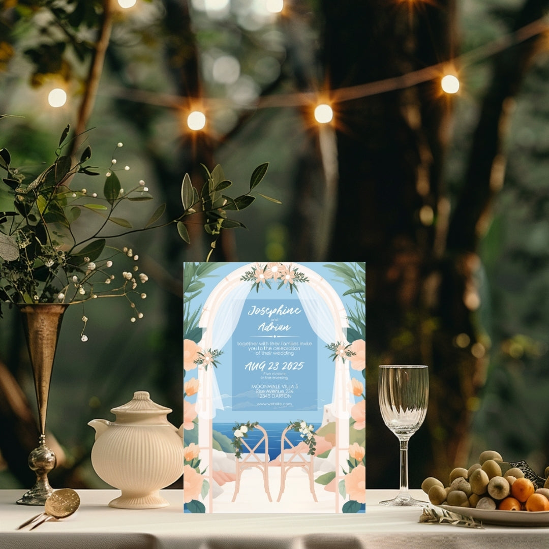 Elegant Summer Beach Wedding Invitation