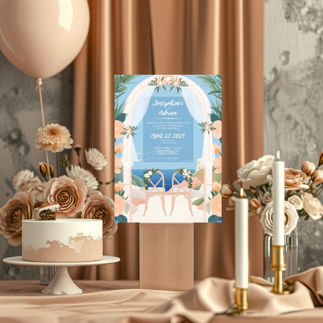 Elegant Summer Beach Wedding Invitation