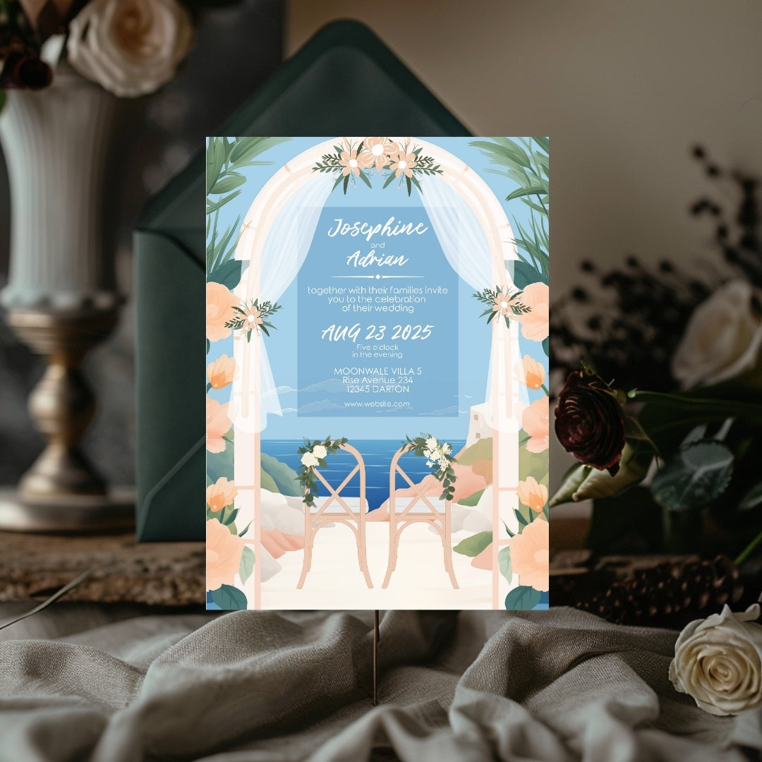 Elegant Summer Beach Wedding Invitation