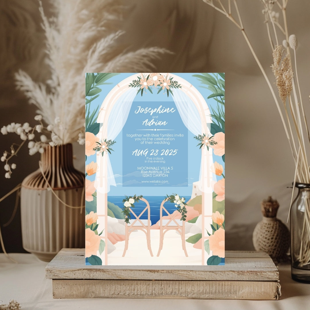 Elegant Summer Beach Wedding Invitation