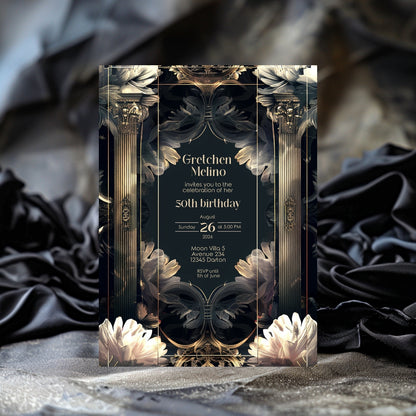 Surreal Gothic Art Deco Birthday Invitation - Luxurious Celebration