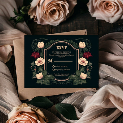 Gothic Botanical Elegance RSVP Card