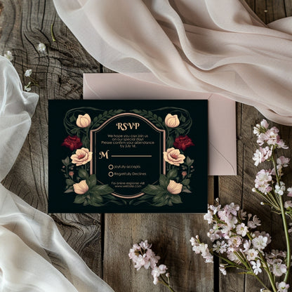 Gothic Botanical Elegance RSVP Card