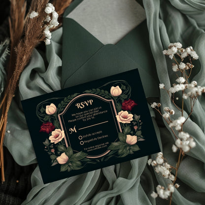 Gothic Botanical Elegance RSVP Card