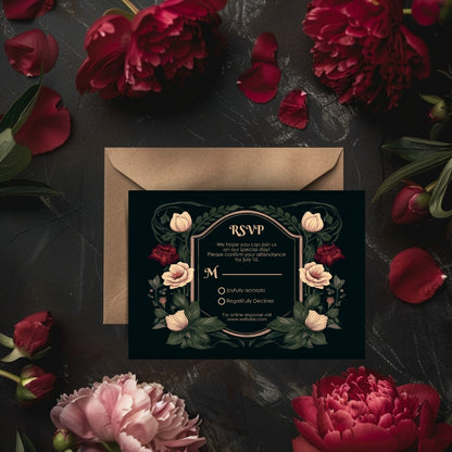 Gothic Botanical Elegance RSVP Card