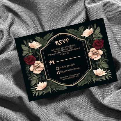 Green Gothic Botanical RSVP Card