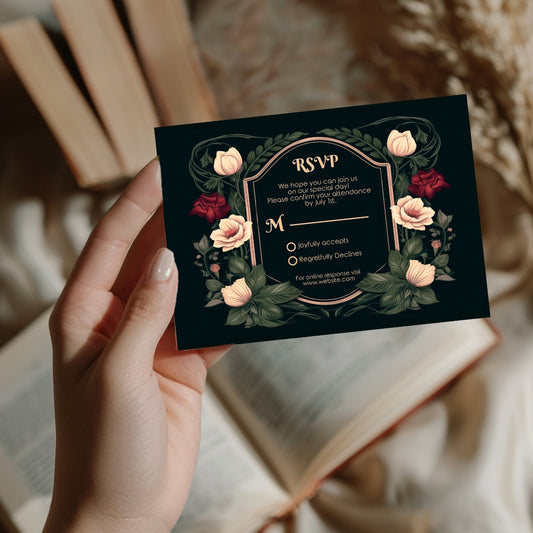 Gothic Botanical Elegance RSVP Card