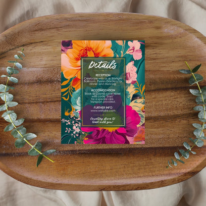 Colorful Tropical Teal Elegance Wedding Invitation Set - 5x7 Invitation, 4x5 Details, 3.5.x5 RSVP