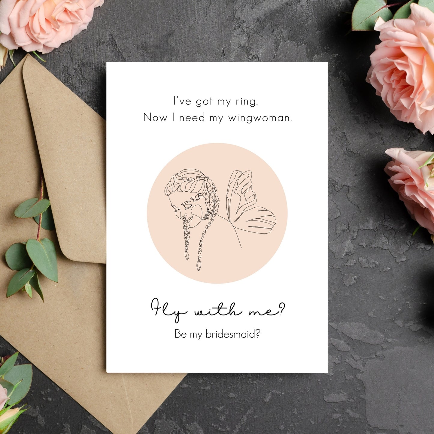 Bridesmaid Proposal - Be my Wingwoman, Butterfly, Minimalist Design