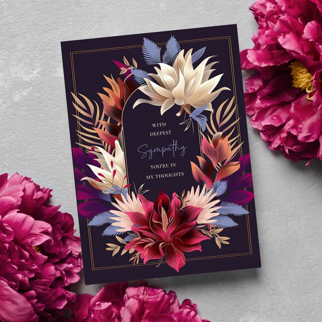 Sophisticated Dark Floral Sympathy Card