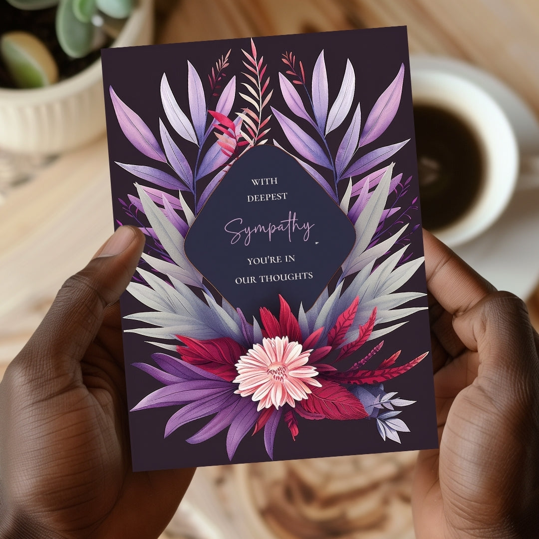 Elegant Purple and Pink Floral Sympathy Card