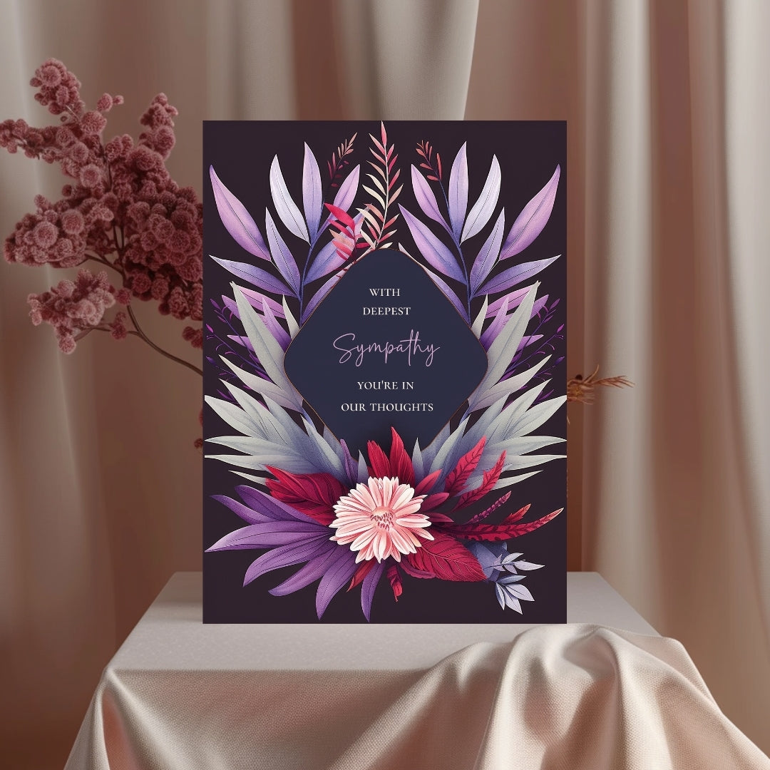 Elegant Purple and Pink Floral Sympathy Card