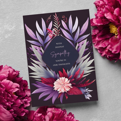 Elegant Purple and Pink Floral Sympathy Card