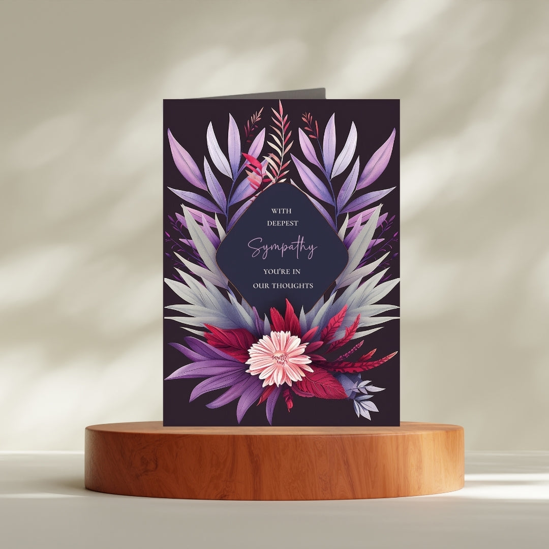 Elegant Purple and Pink Floral Sympathy Card