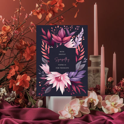 Vibrant Gothic Floral Sympathy Card - Heartfelt Botanical Design for Condolences