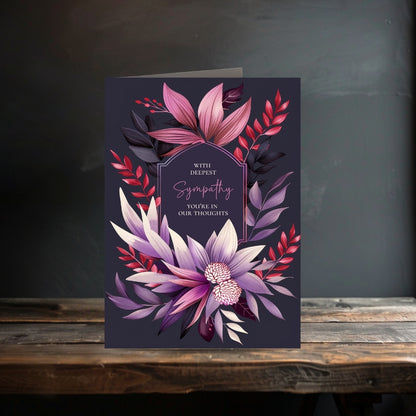 Dark Purple Botanical Sympathy Card