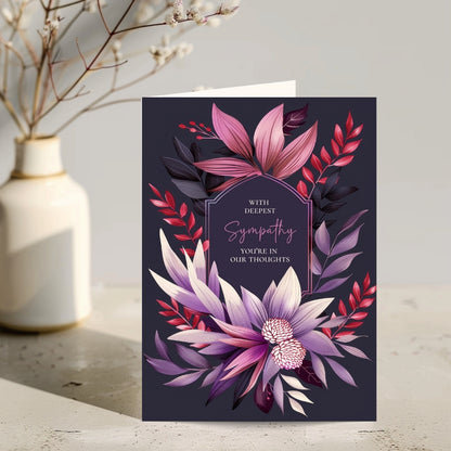 Dark Purple Botanical Sympathy Card