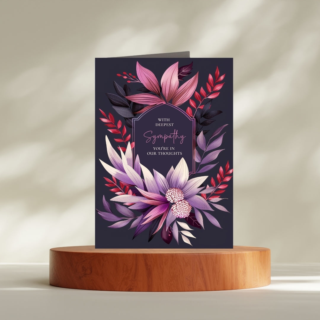 Dark Purple Botanical Sympathy Card